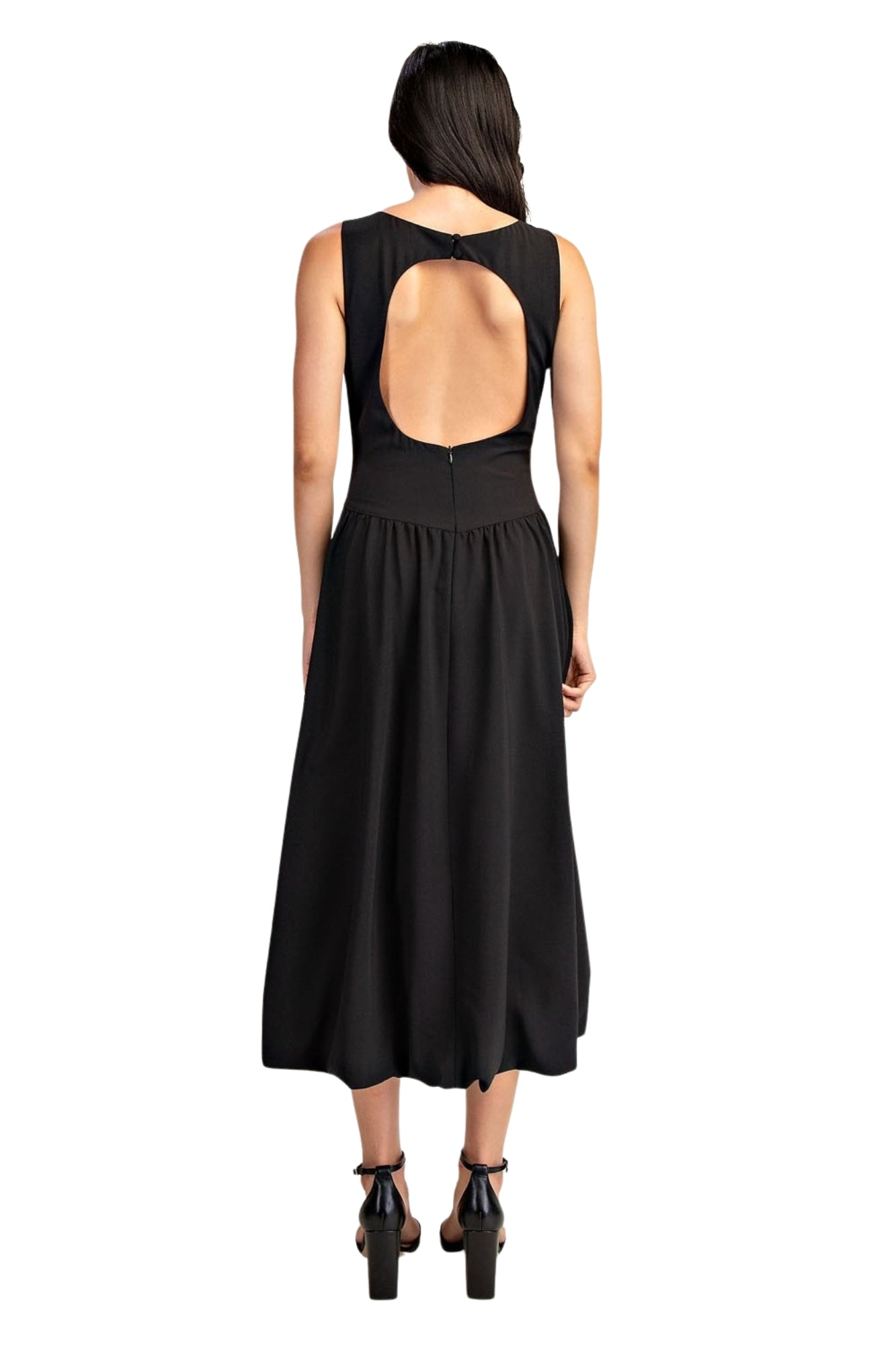 OPEN BACK BUBBLE MIDI DRESS