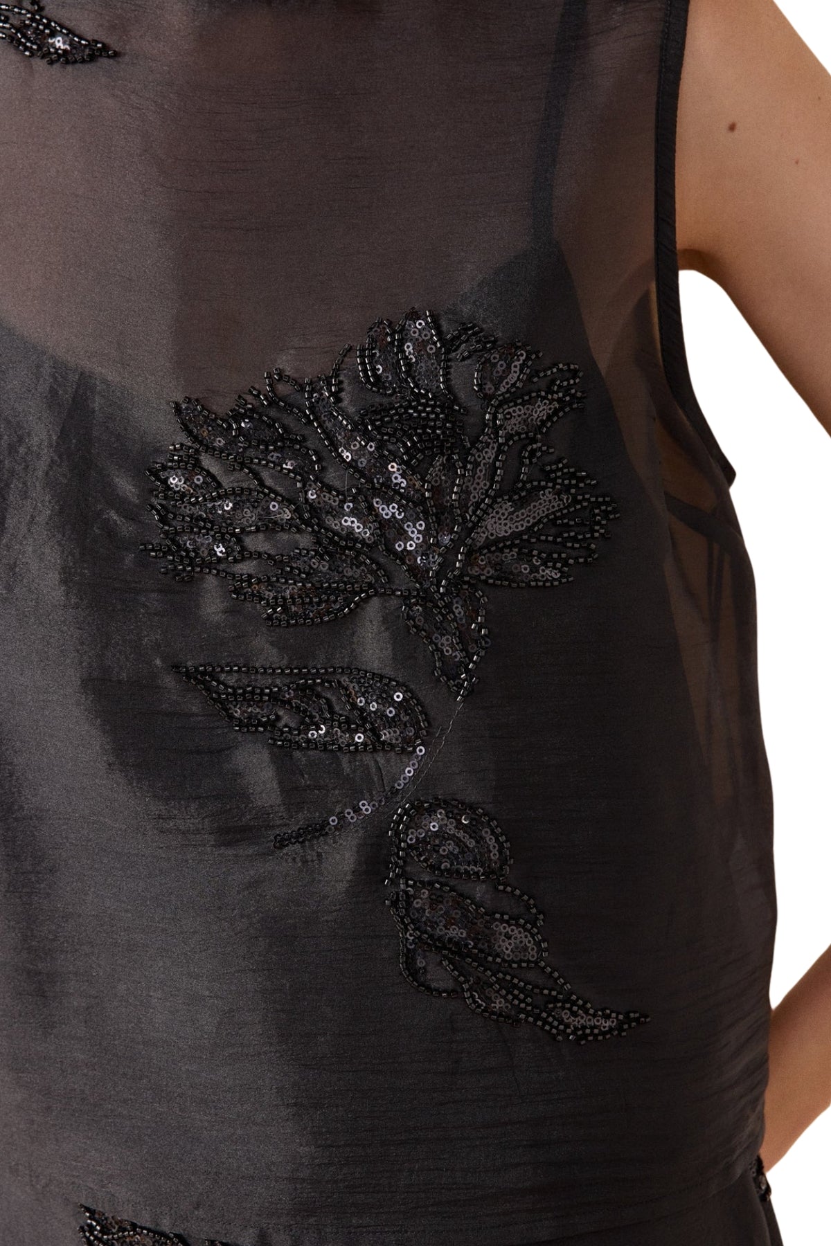 FLORAL BEADED SHEER SET