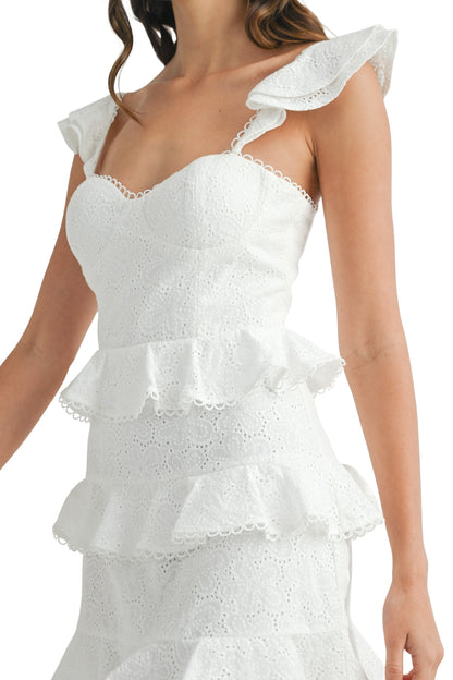 EYELET LACE UP MINI DRESS