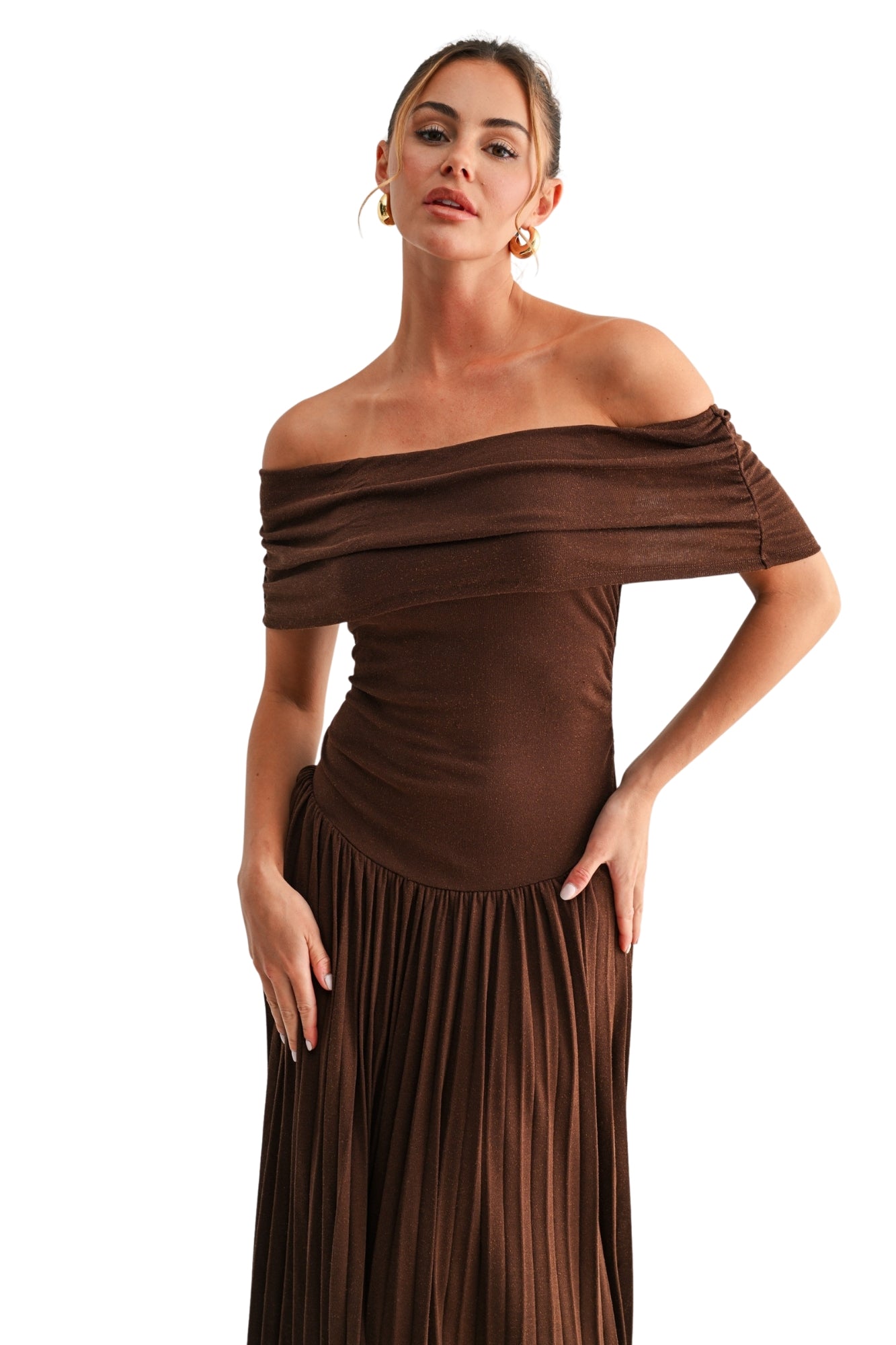PLEATED MAXI DRESS