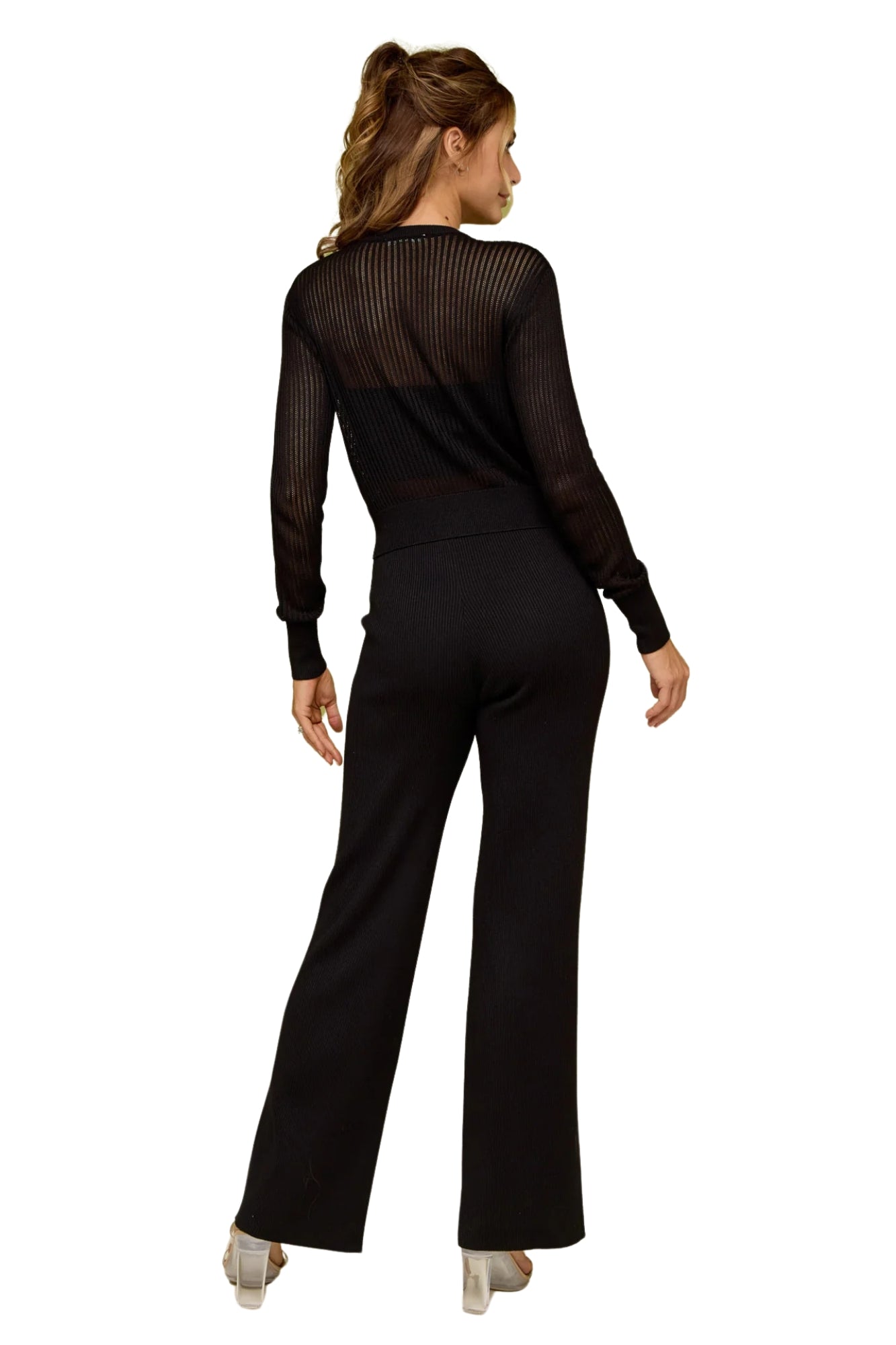 SHEER KNIT TOP & PANTS SET