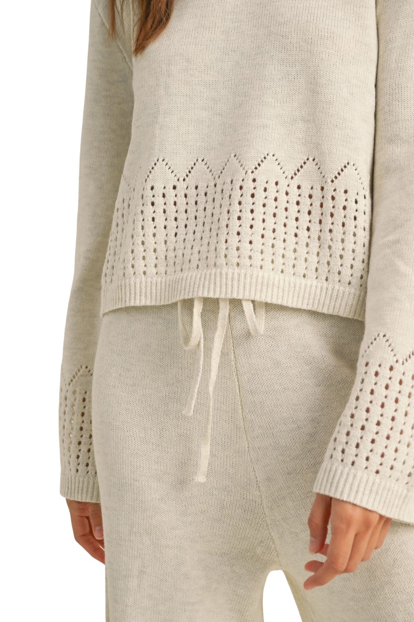 BORDER CROCHET KNITTED TOP & PANTS SET