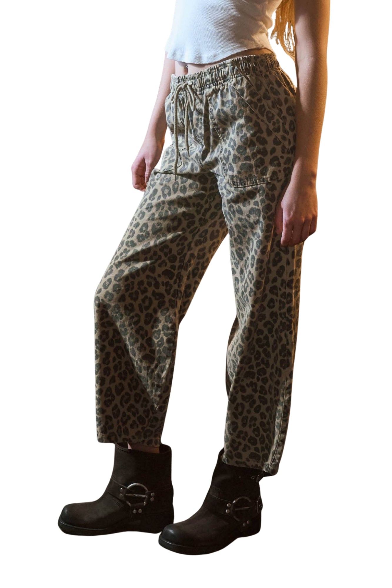 LEOPARD PRINT PARACHUTE PANTS