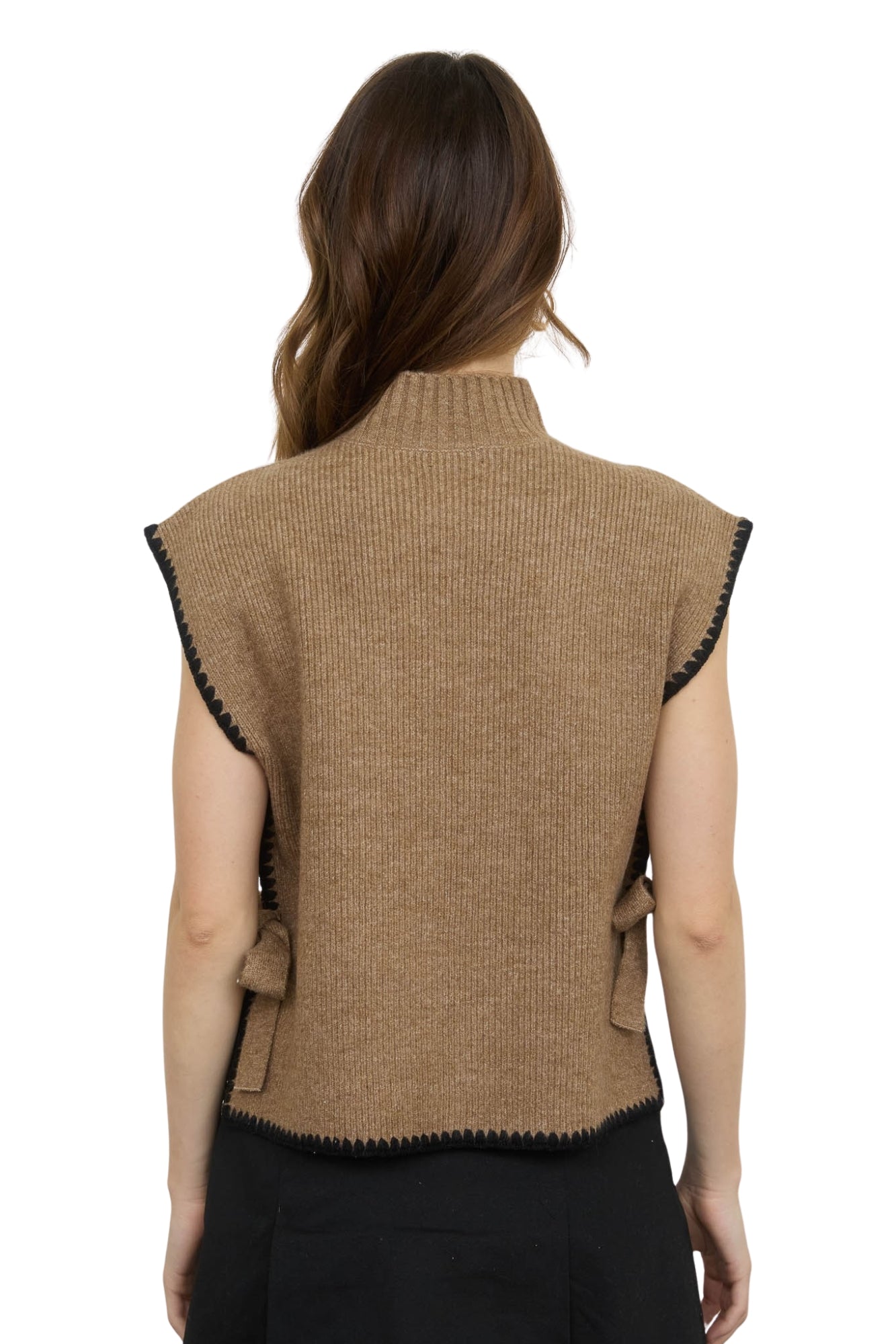 MOCK NECK SIDE TIE SWEATER TOP