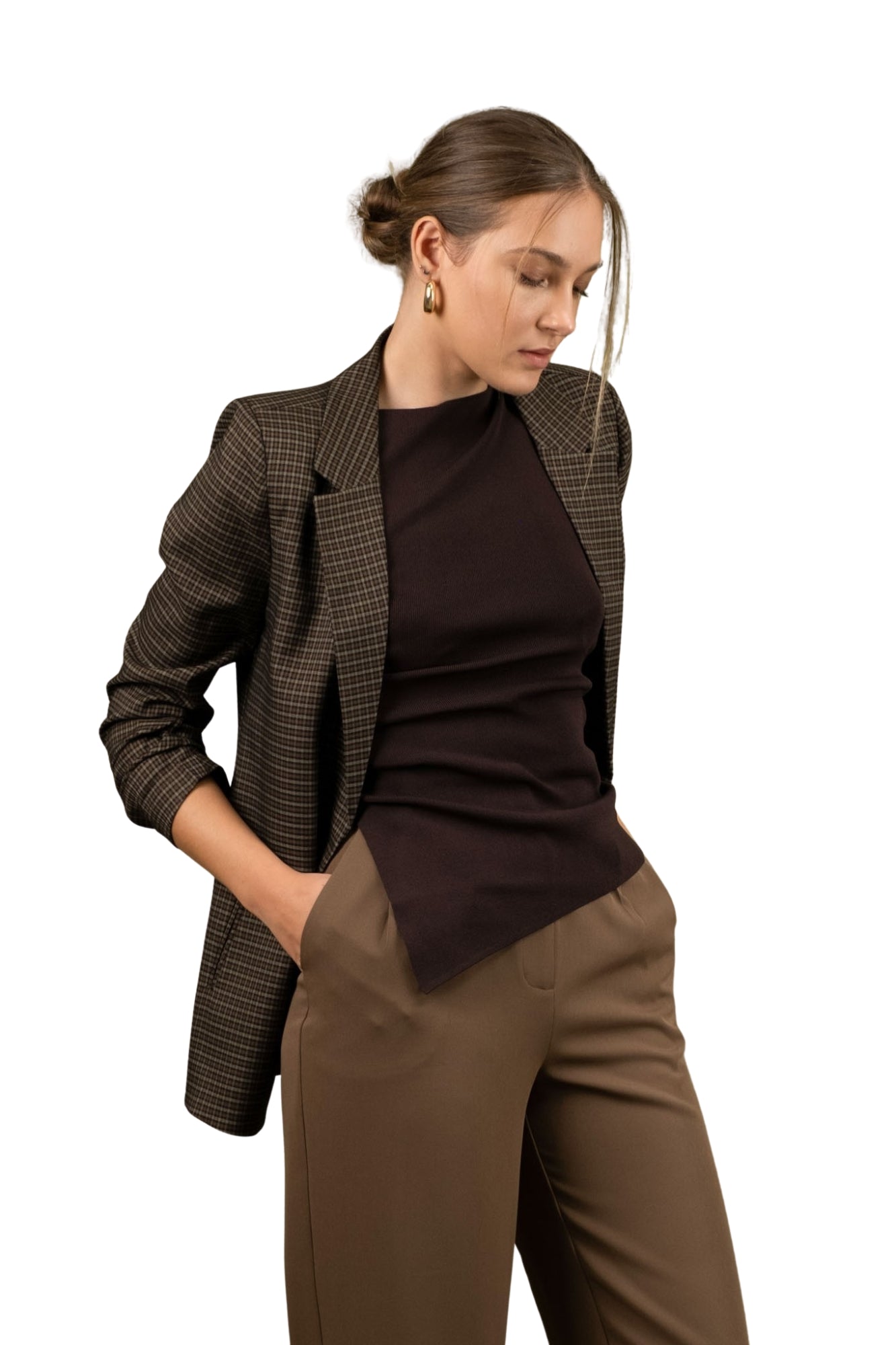 RUCHED SLEEVE BLAZER
