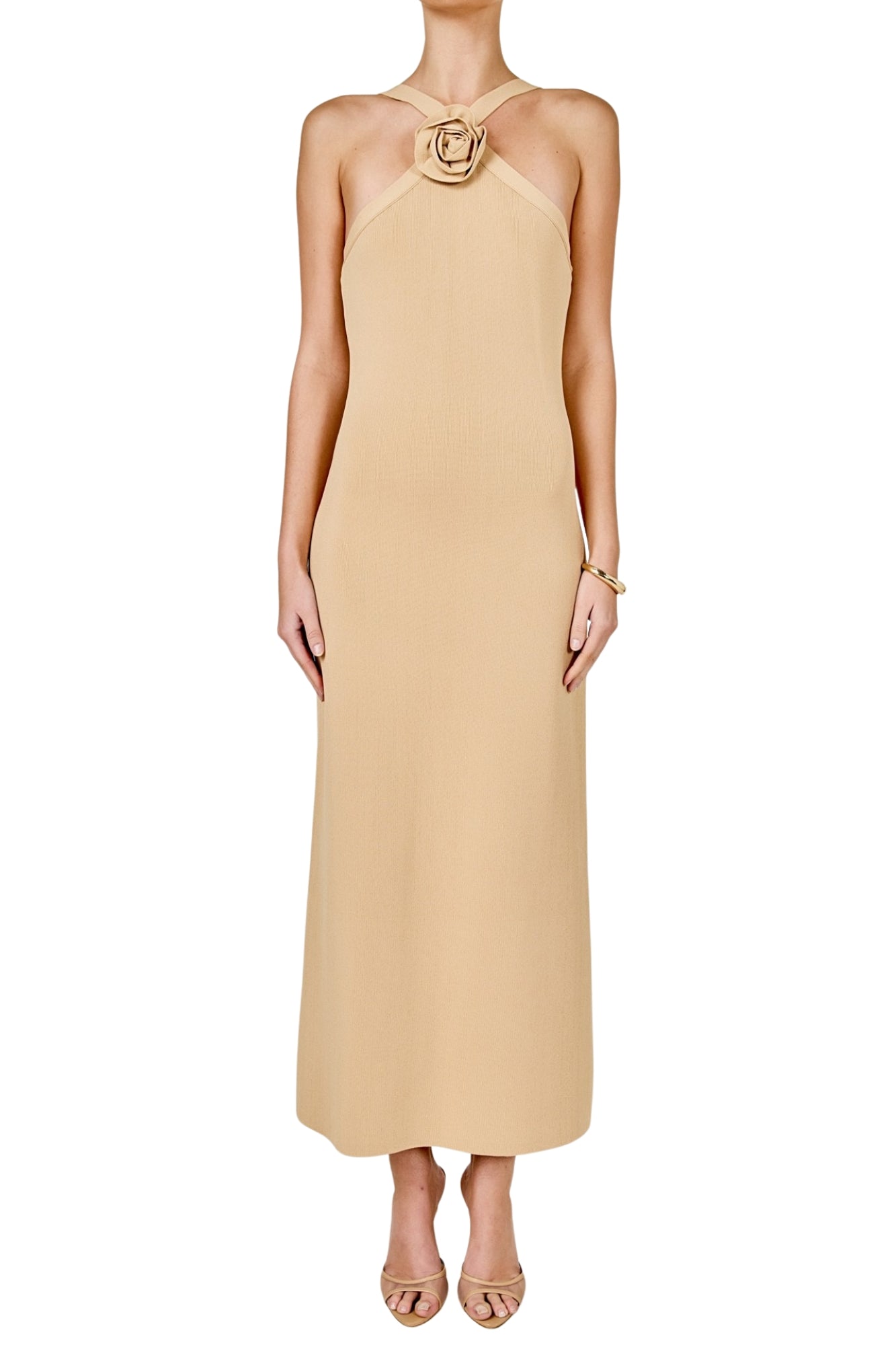 ROSETTE KNIT MIDI DRESS