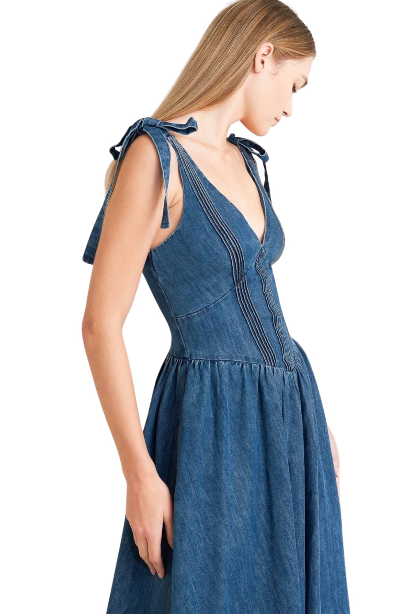 BALLET DENIM MIDI DRESS