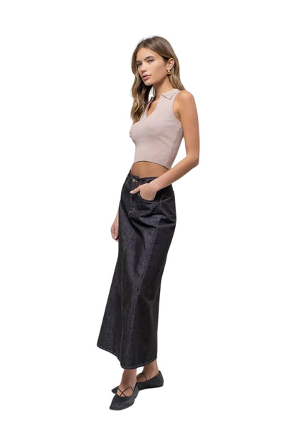 COLLARED SLEEVELESS SWEATER KNIT CROP TOP - LIGHT TAUPE