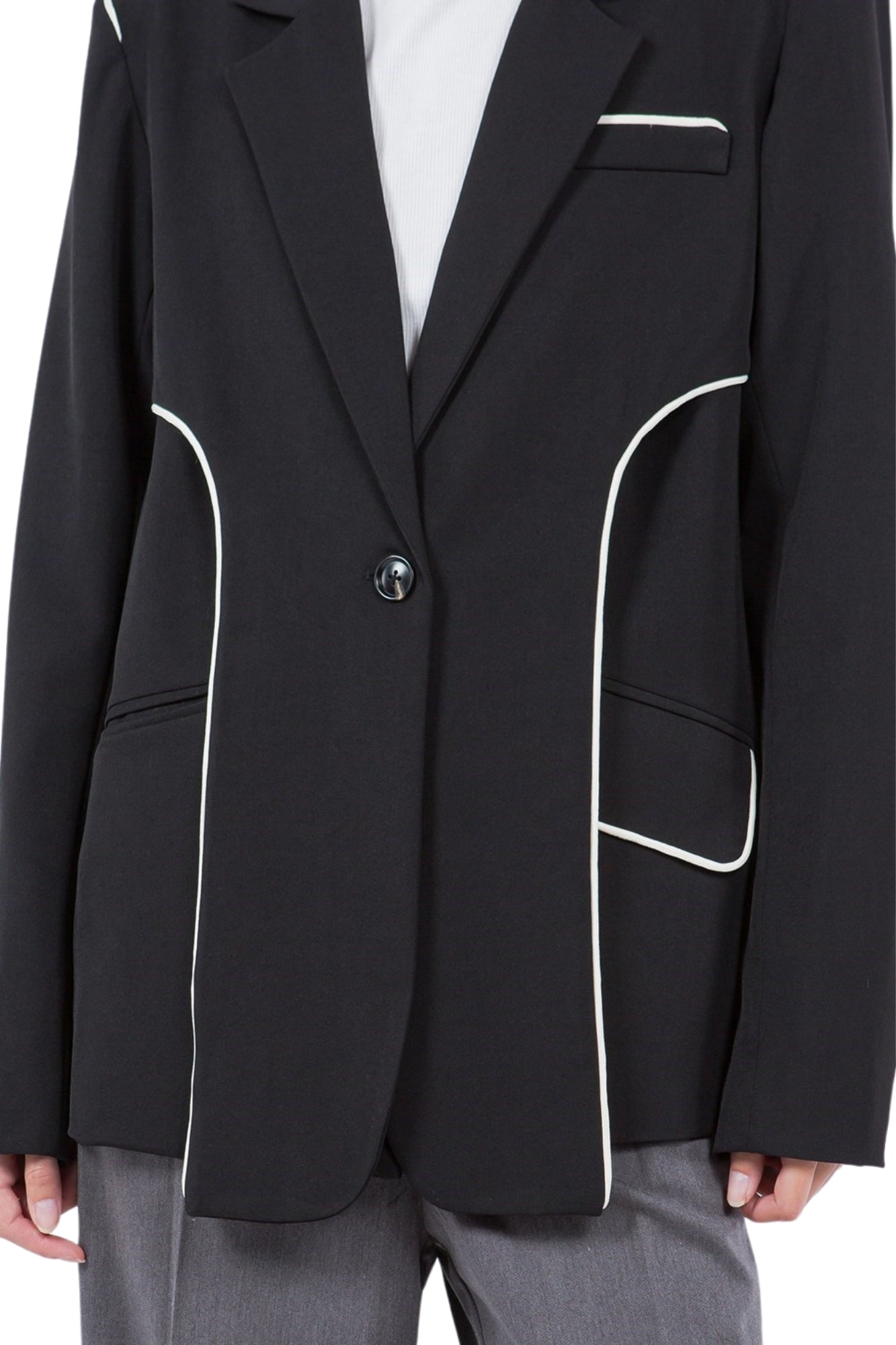 PIPPING DETAIL DOUBLE LAYER BLAZER
