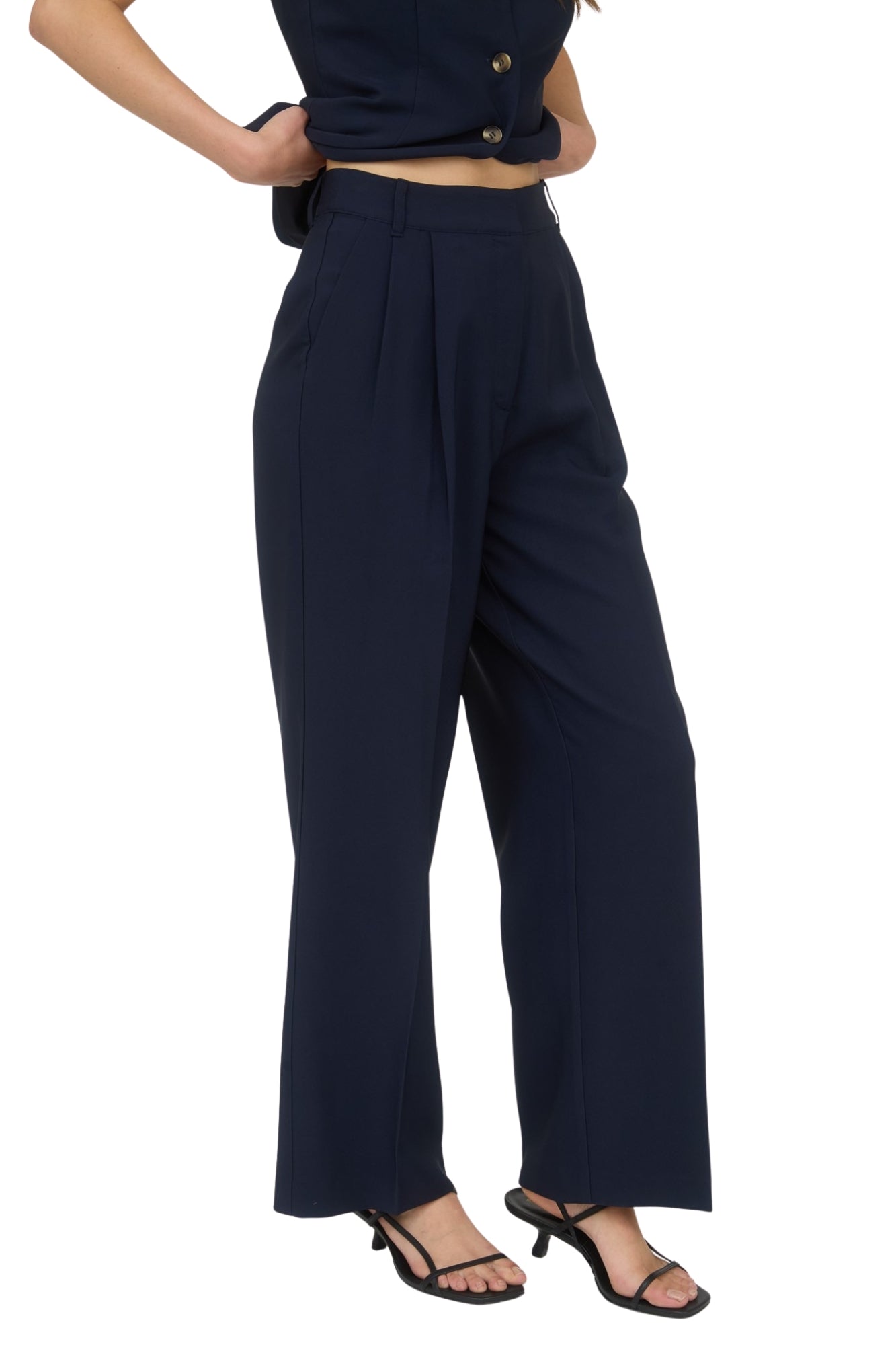 VEST & PLEATED WIDE LEG DRESS PANTS SET