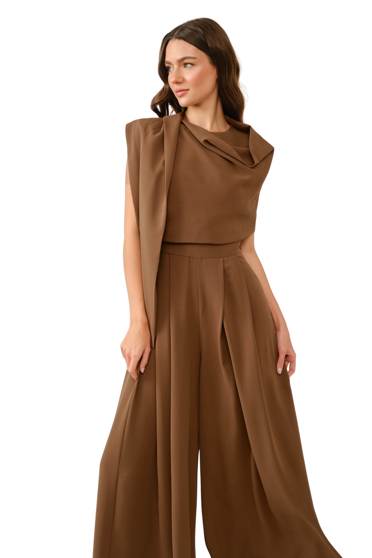 DRAPED JUMPSUIT WITH CAPE