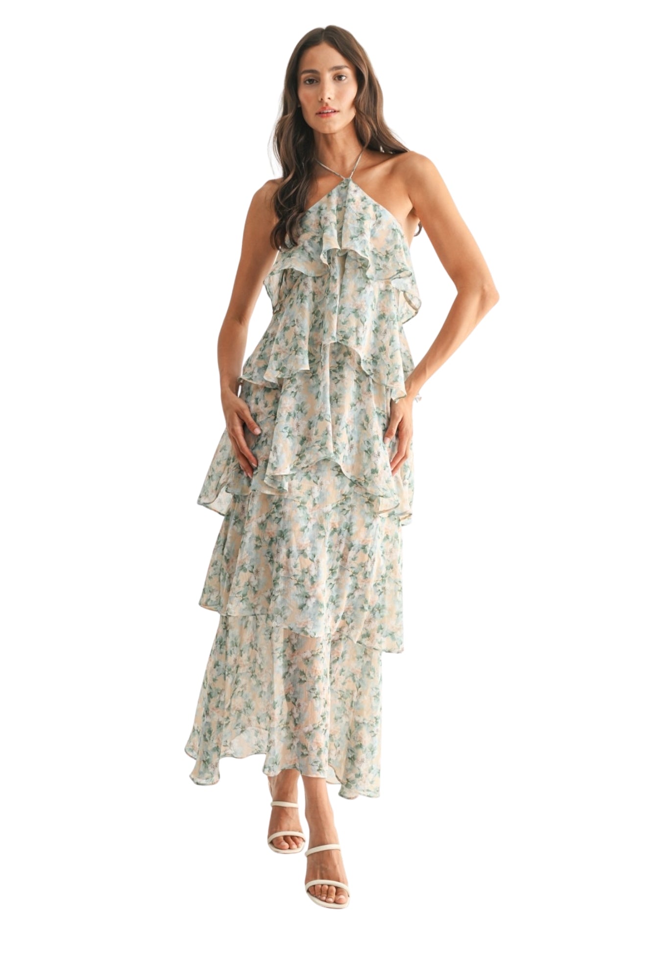 TIERED FLORAL MAXI DRESS