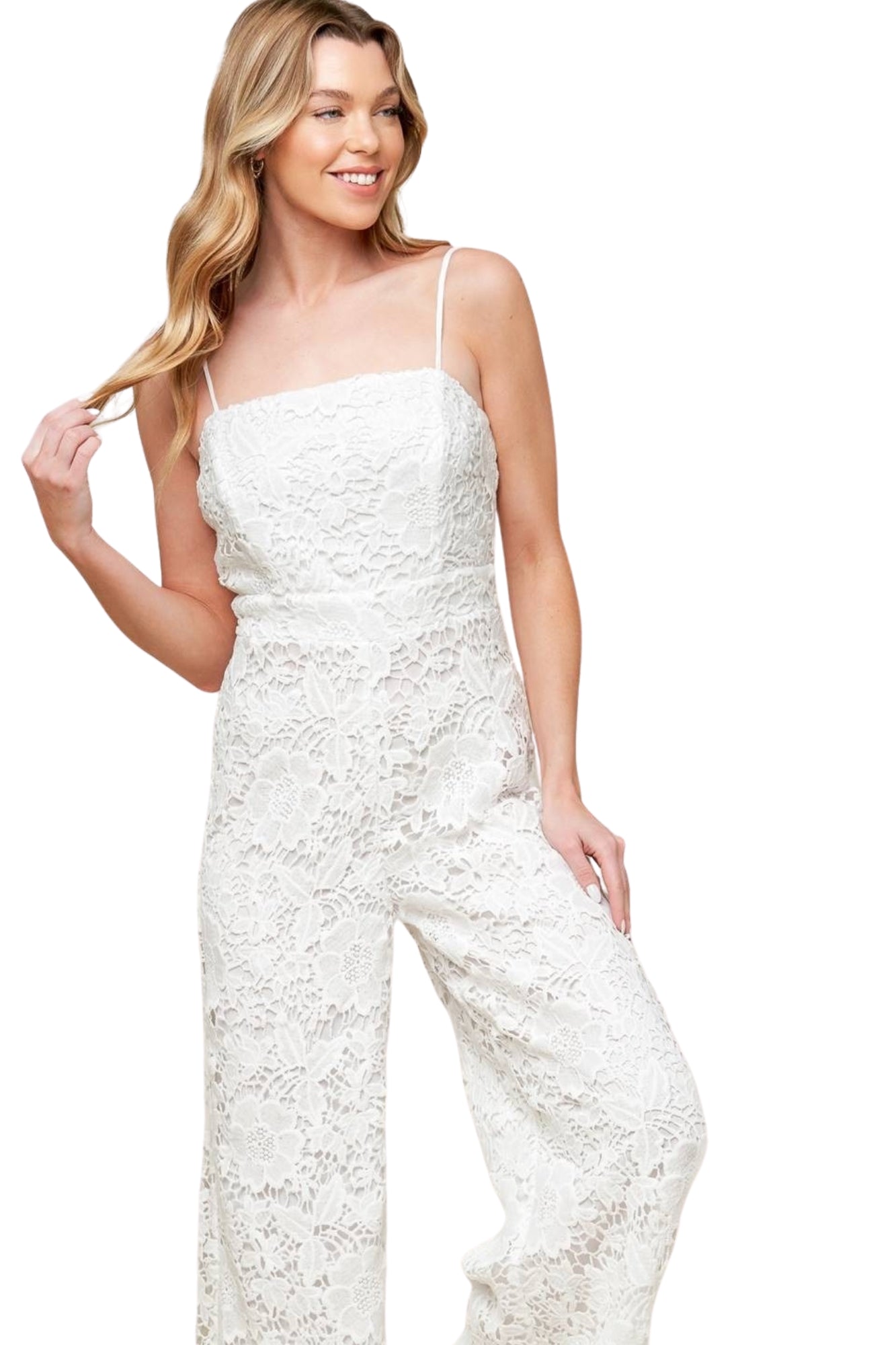 WOVEN LACE JUMPSUIT