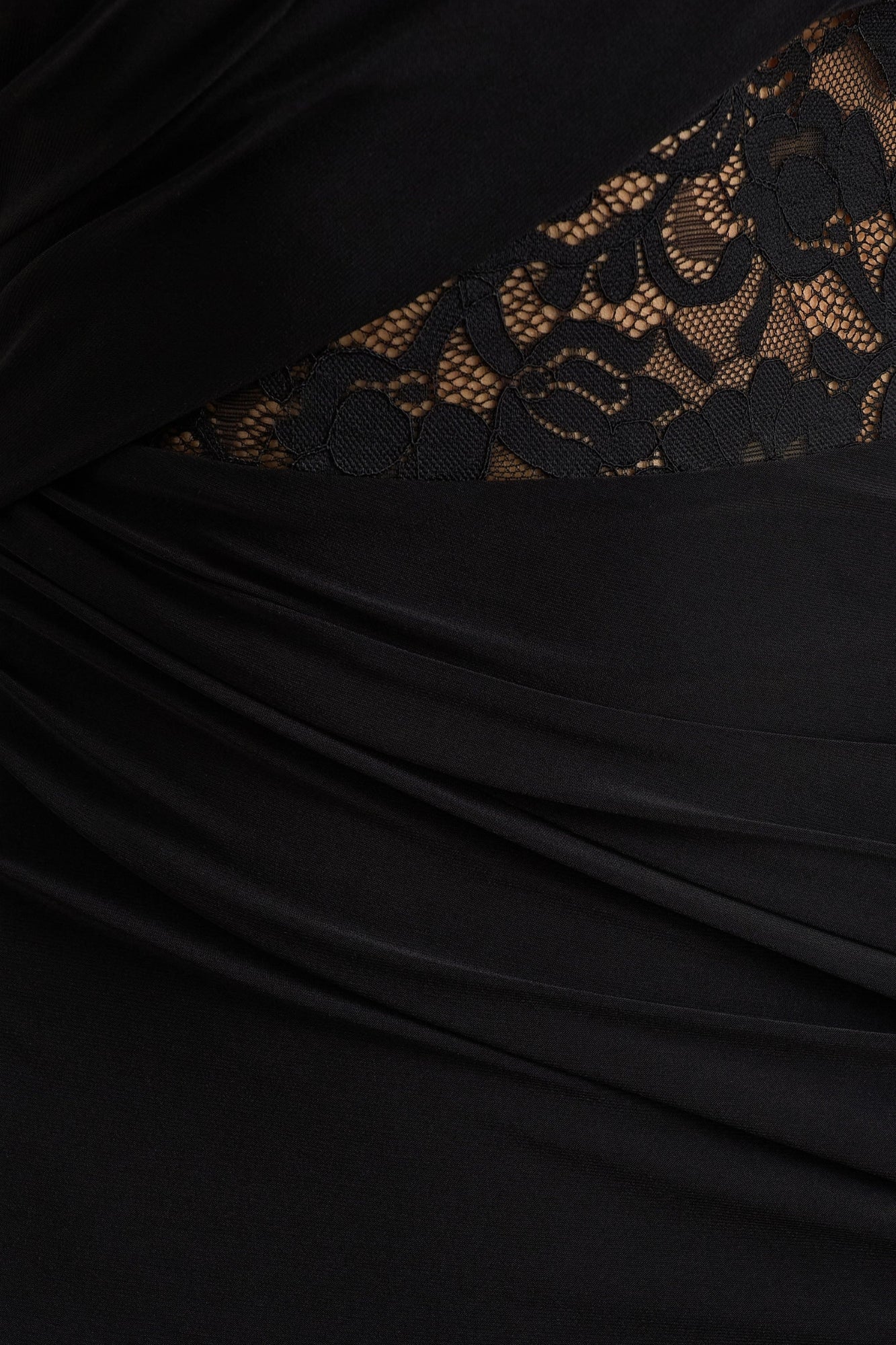 ASYMMETRICAL MIX LACE MDI DRESS