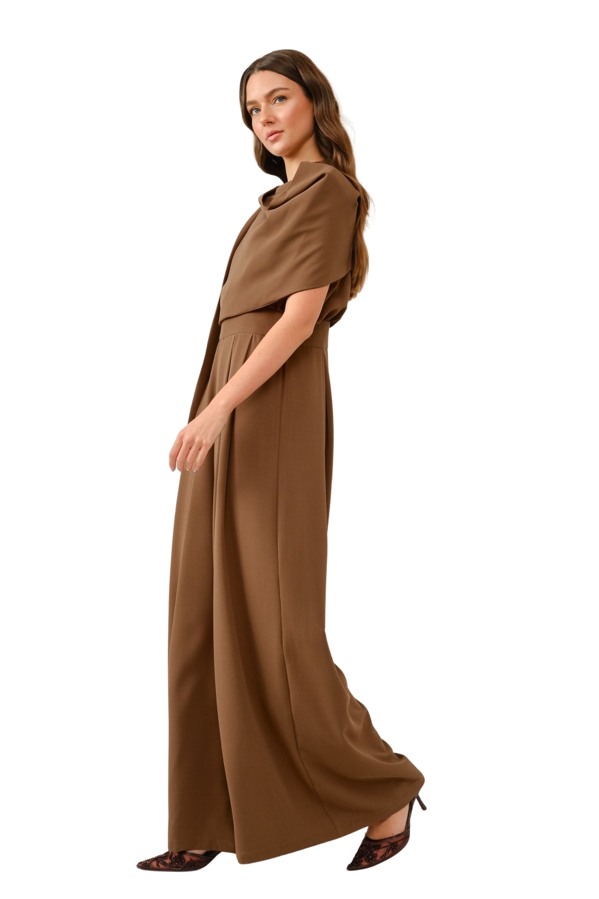 DRAPED JUMPSUIT WITH CAPE