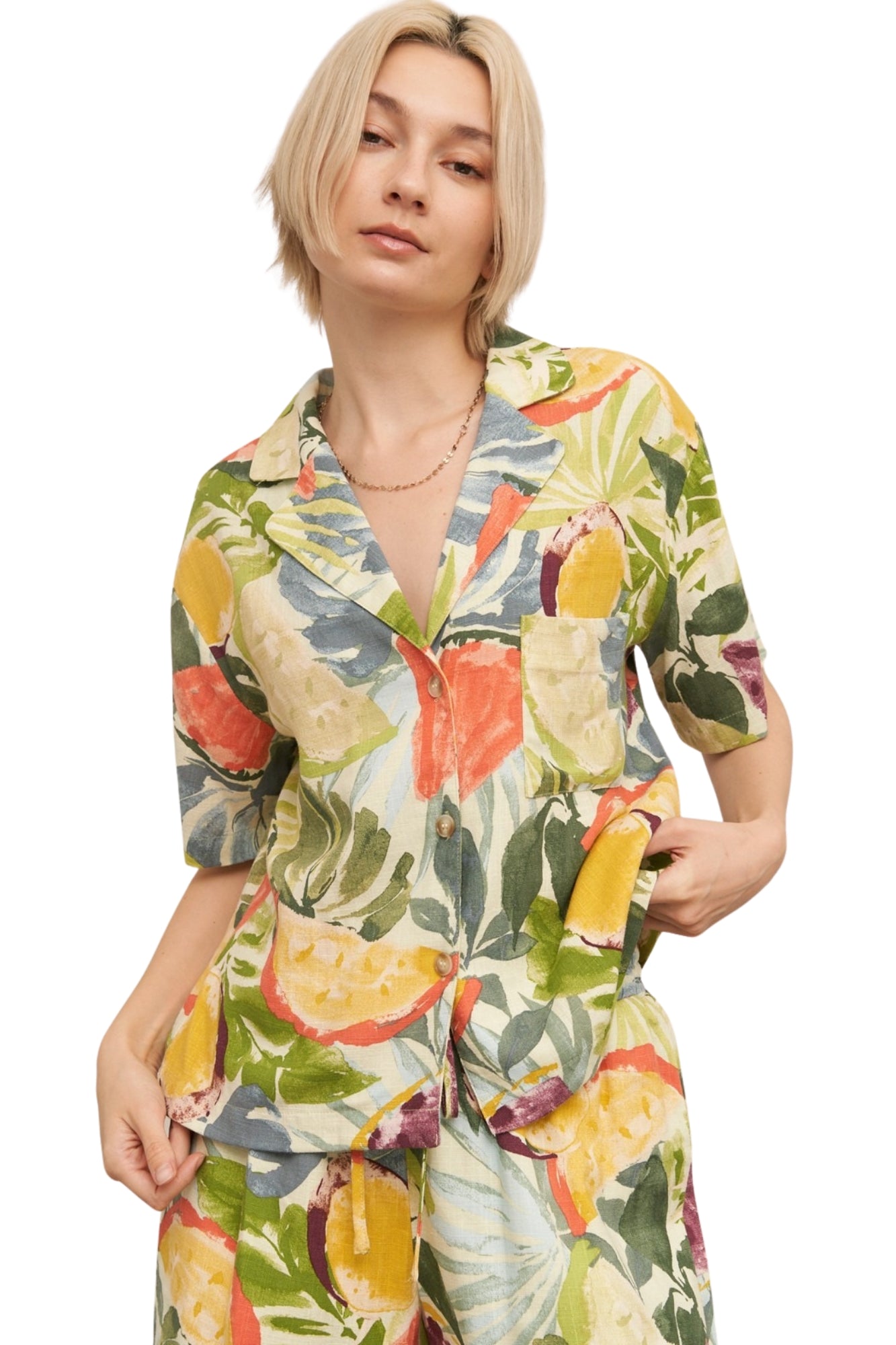 TROPICAL PRINT SHIRT & SHORT SET