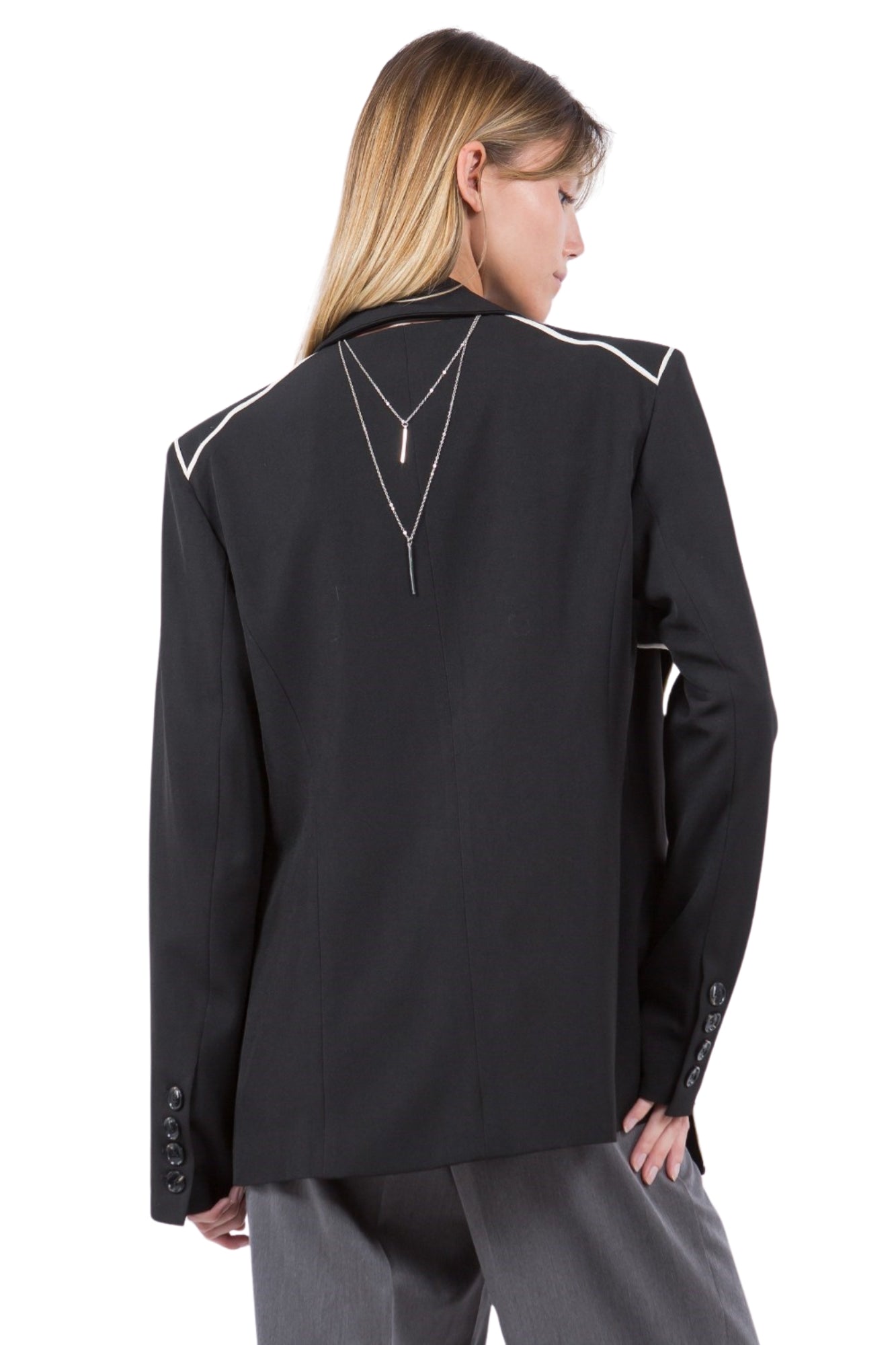 PIPPING DETAIL DOUBLE LAYER BLAZER