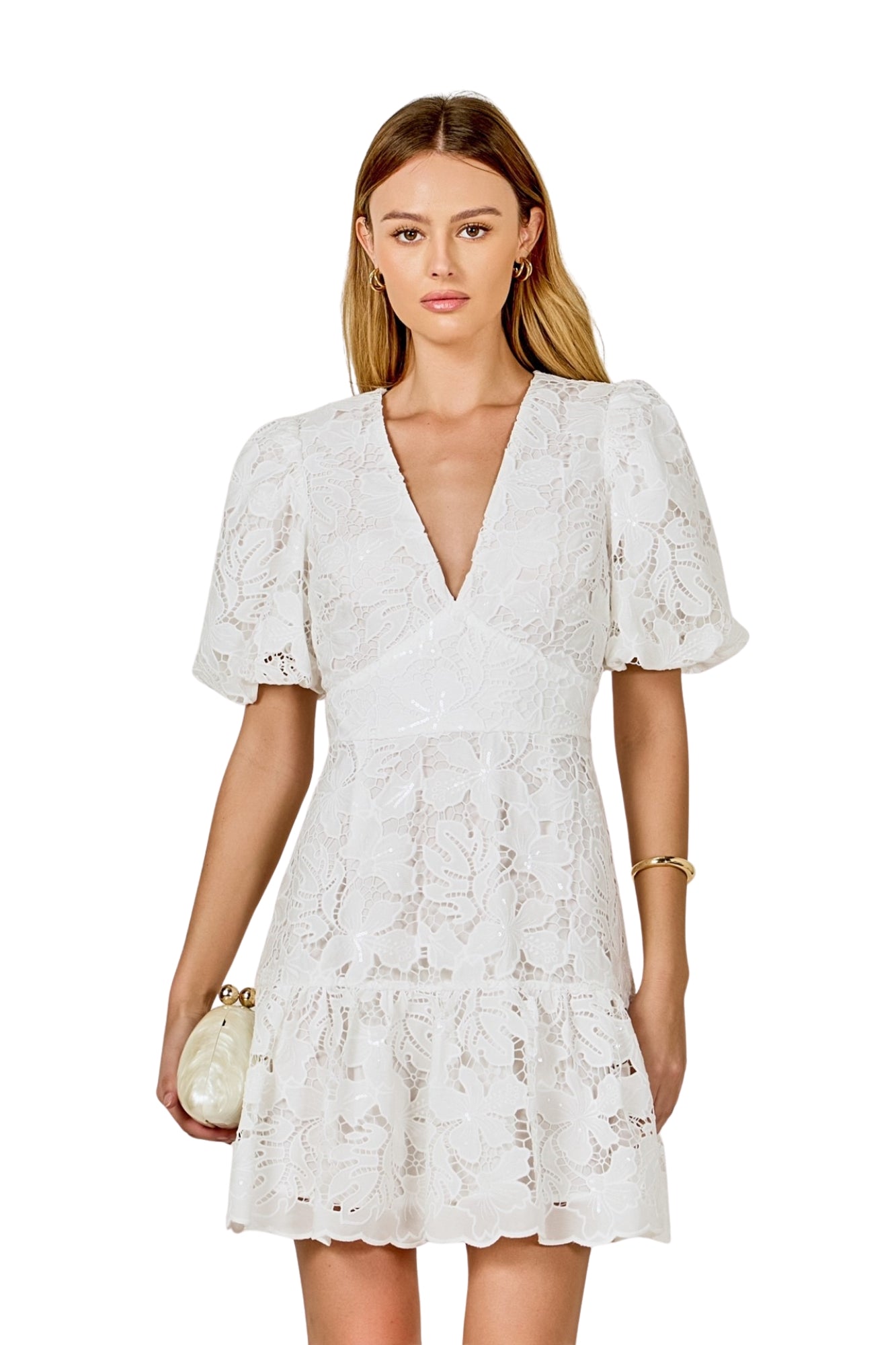 SEQUINS LACE MINI DRESS