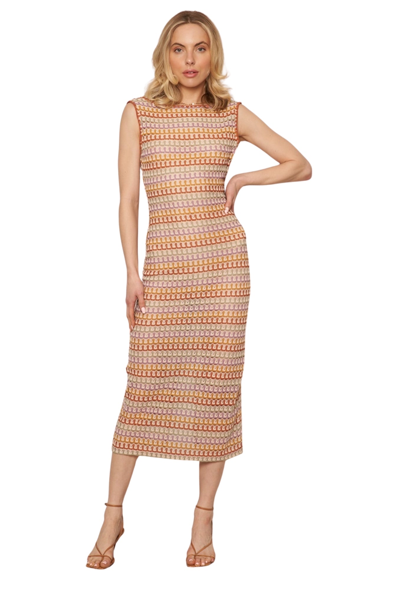 MULTICOLOR CROCHET MIDI DRESS