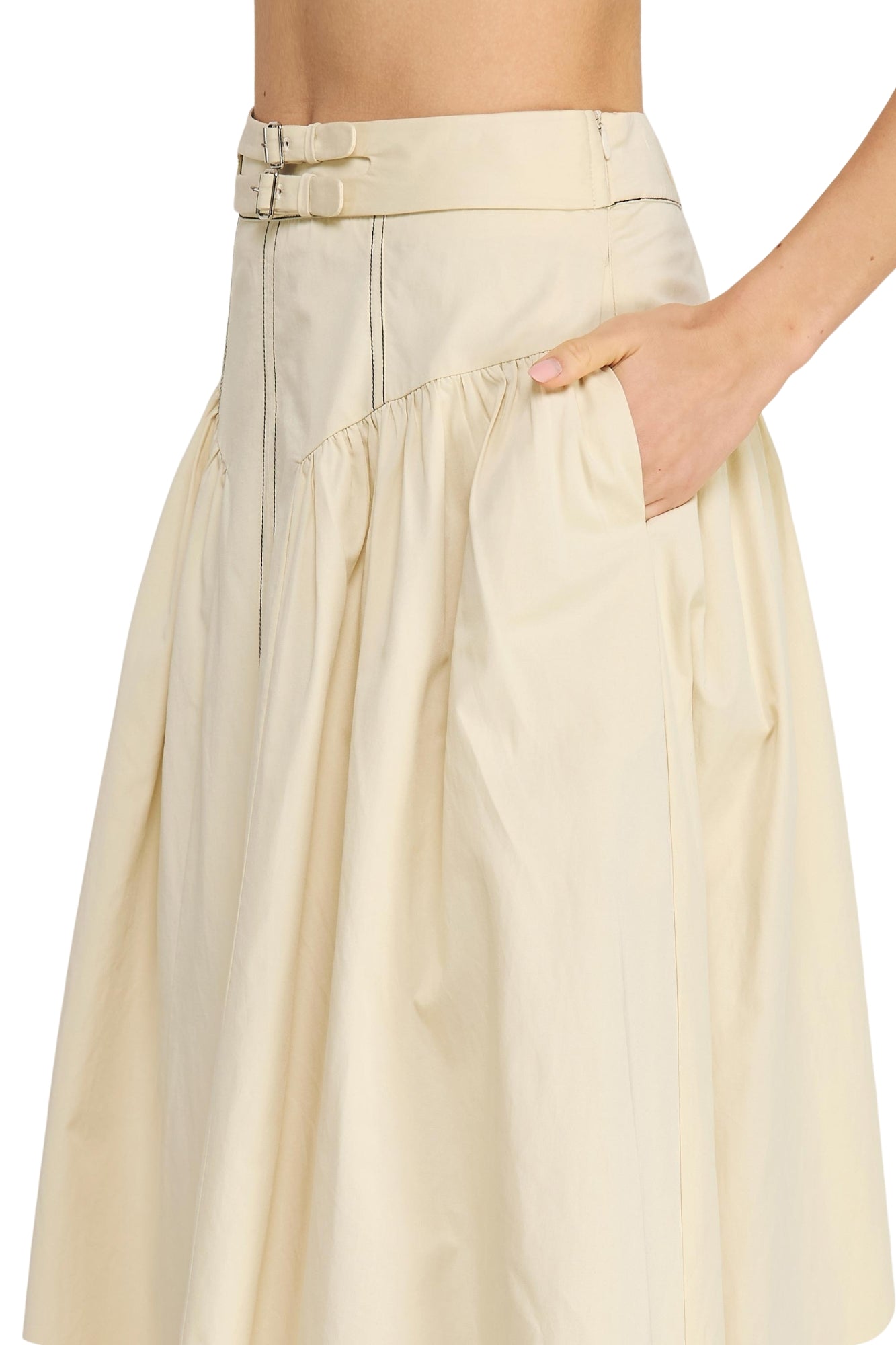 TOP-STITCH BUCKLE DETAIL POPLIM SET
