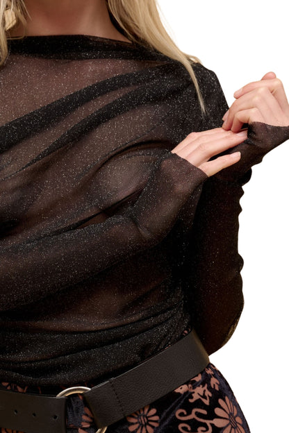 SHEER METALLIC MESH BODYSUIT