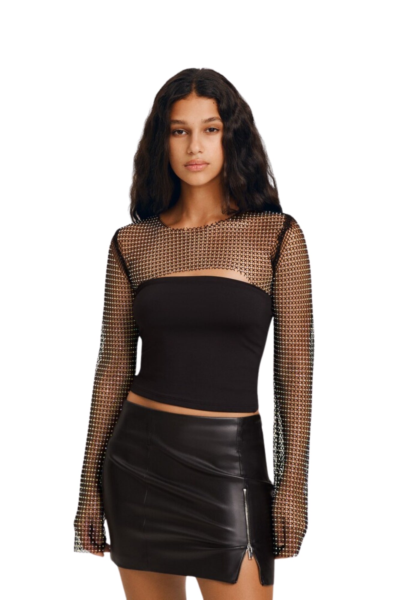 RHINESTONE MESH TOP