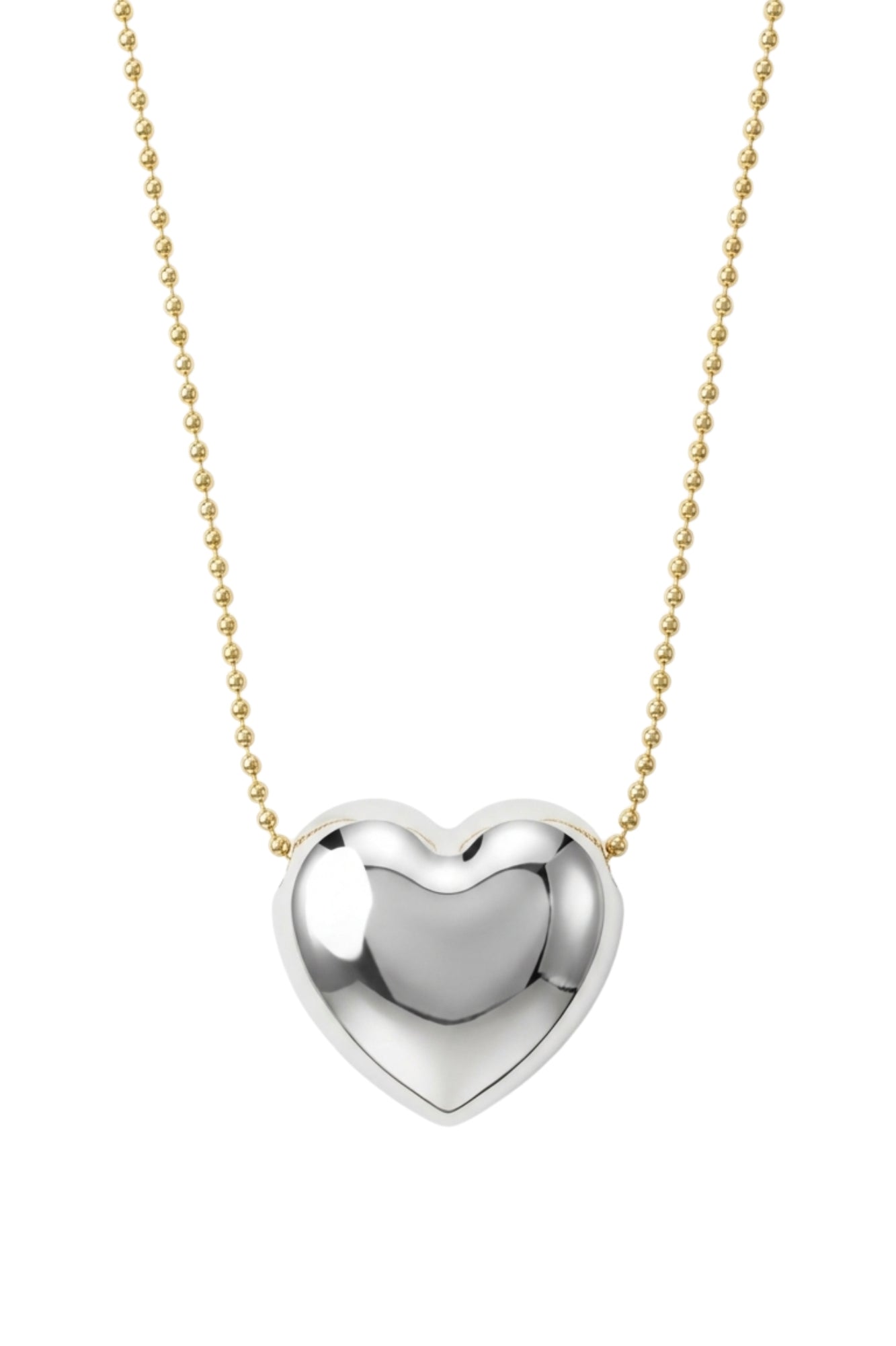 SILVER HEART BEAD CHAIN NECKLACE