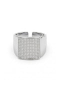 BLOCK STATEMENT ADJUSTABLE RING - SILVER
