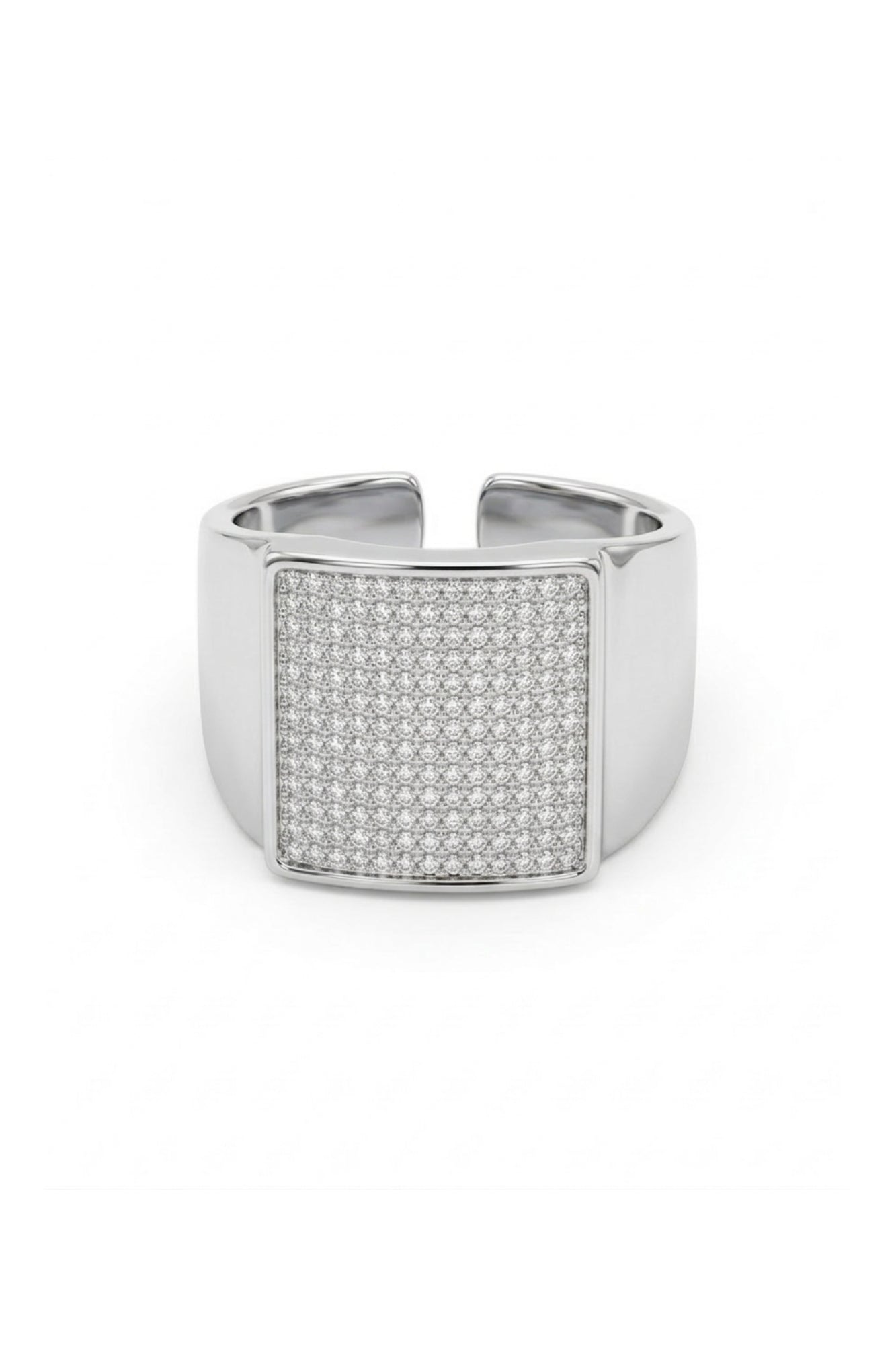 BLOCK STATEMENT ADJUSTABLE RING - SILVER