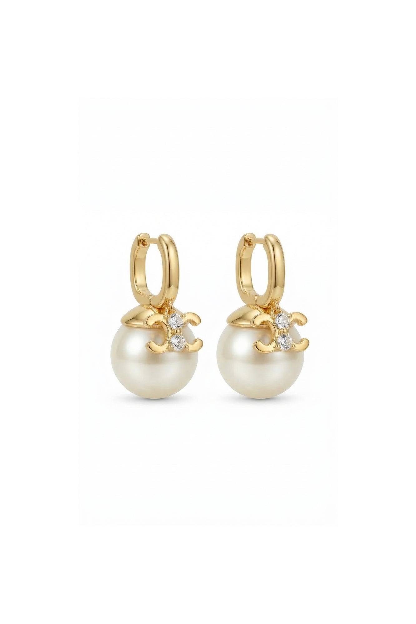 GEOMETRIC PEARL DROP HOOPS