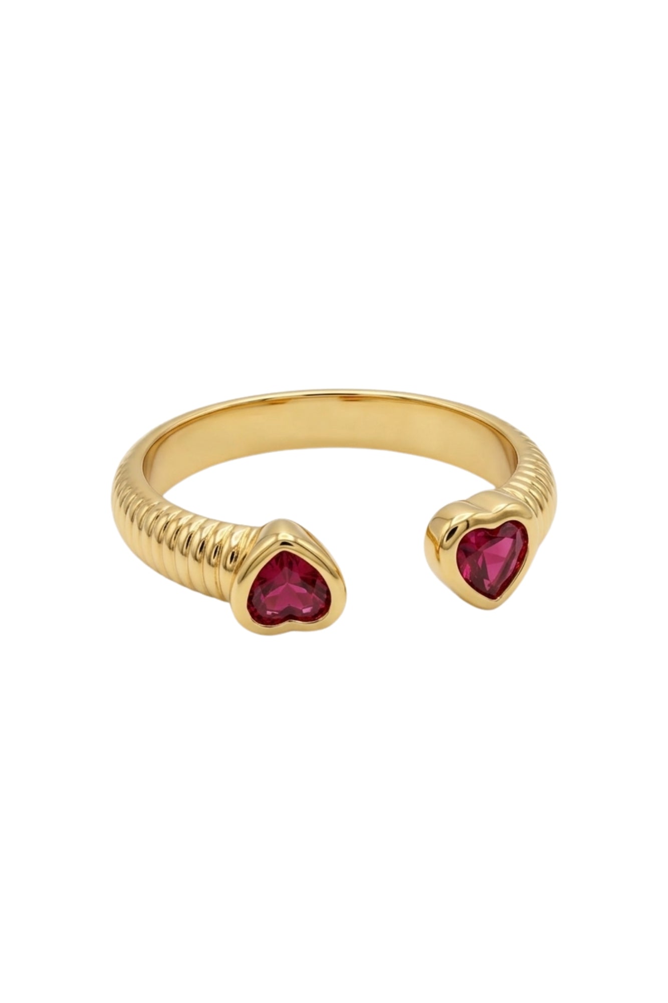 DOUBLE HEART RING - RED