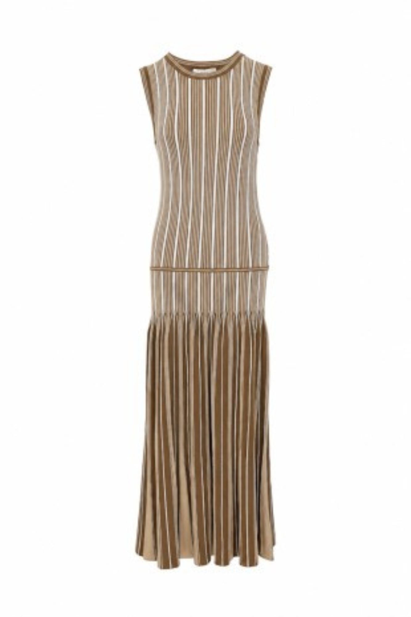 PINSTRIPE KNIT MIDI DRESS