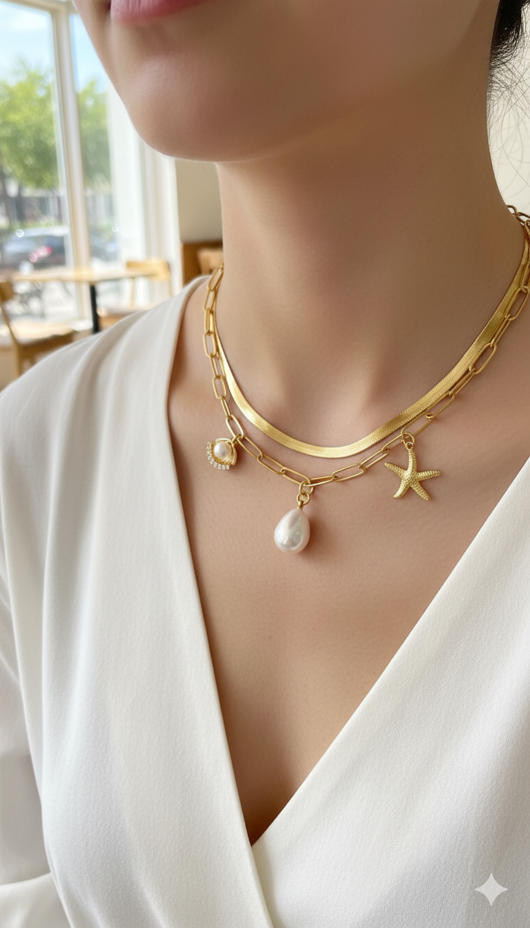 SEA CHARMS DOUBLE NECKLACE