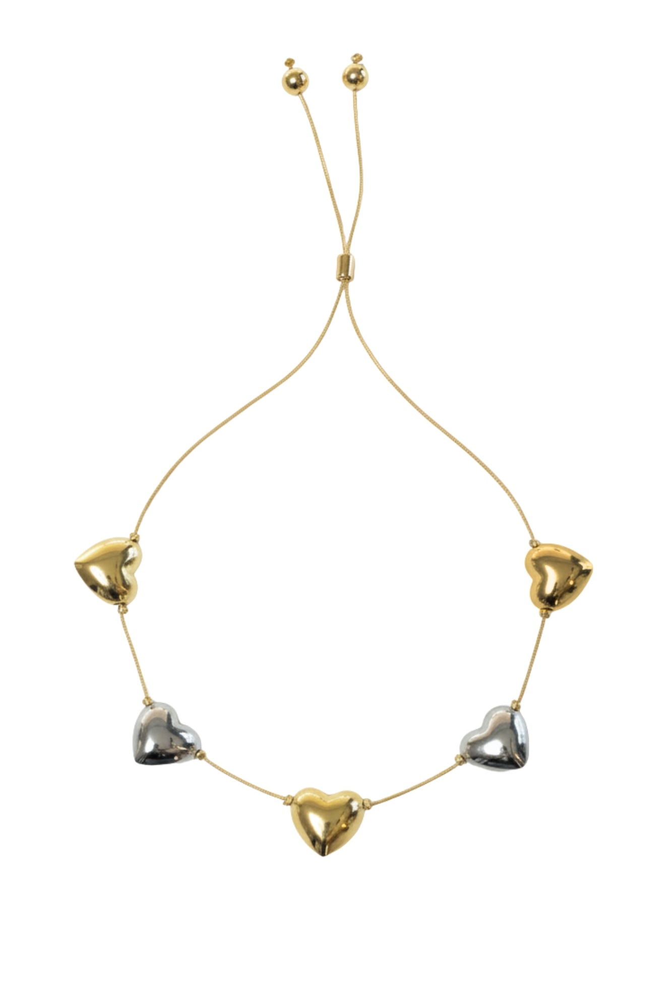 TWO TONE HEARTS NECKLACE