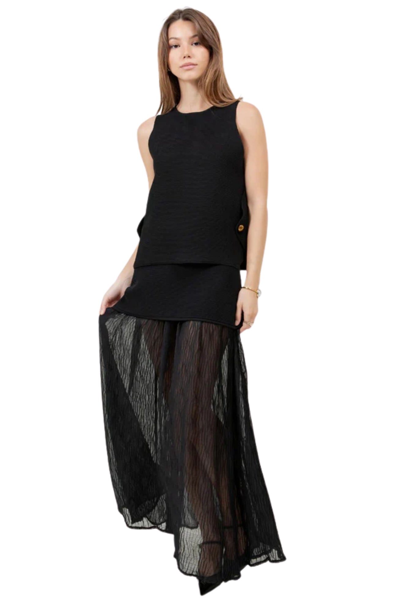 GOLD ACCENT DETAILED TOP & SKIRT SET