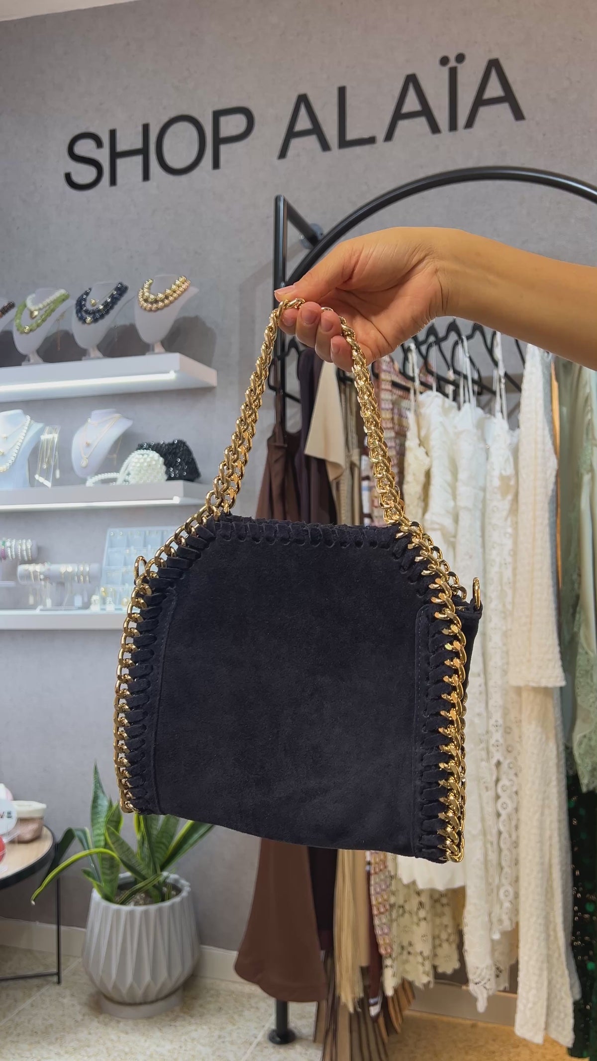 METALLIC TRIM HANDBAG - NAVY