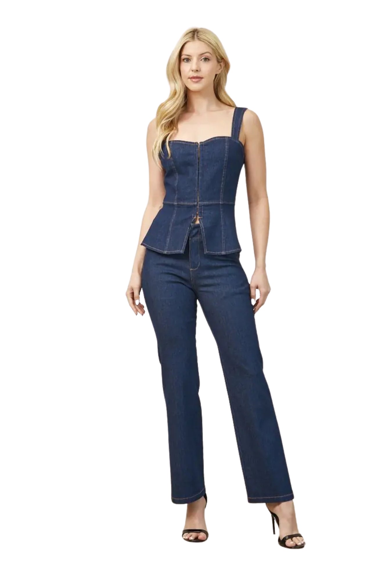 STRETCH DENIM CORSET STYLE TOP