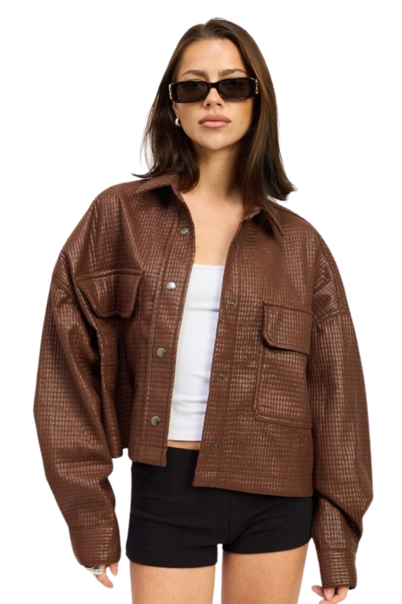 CHINTZ TEXTURE KNIT CROP JACKET