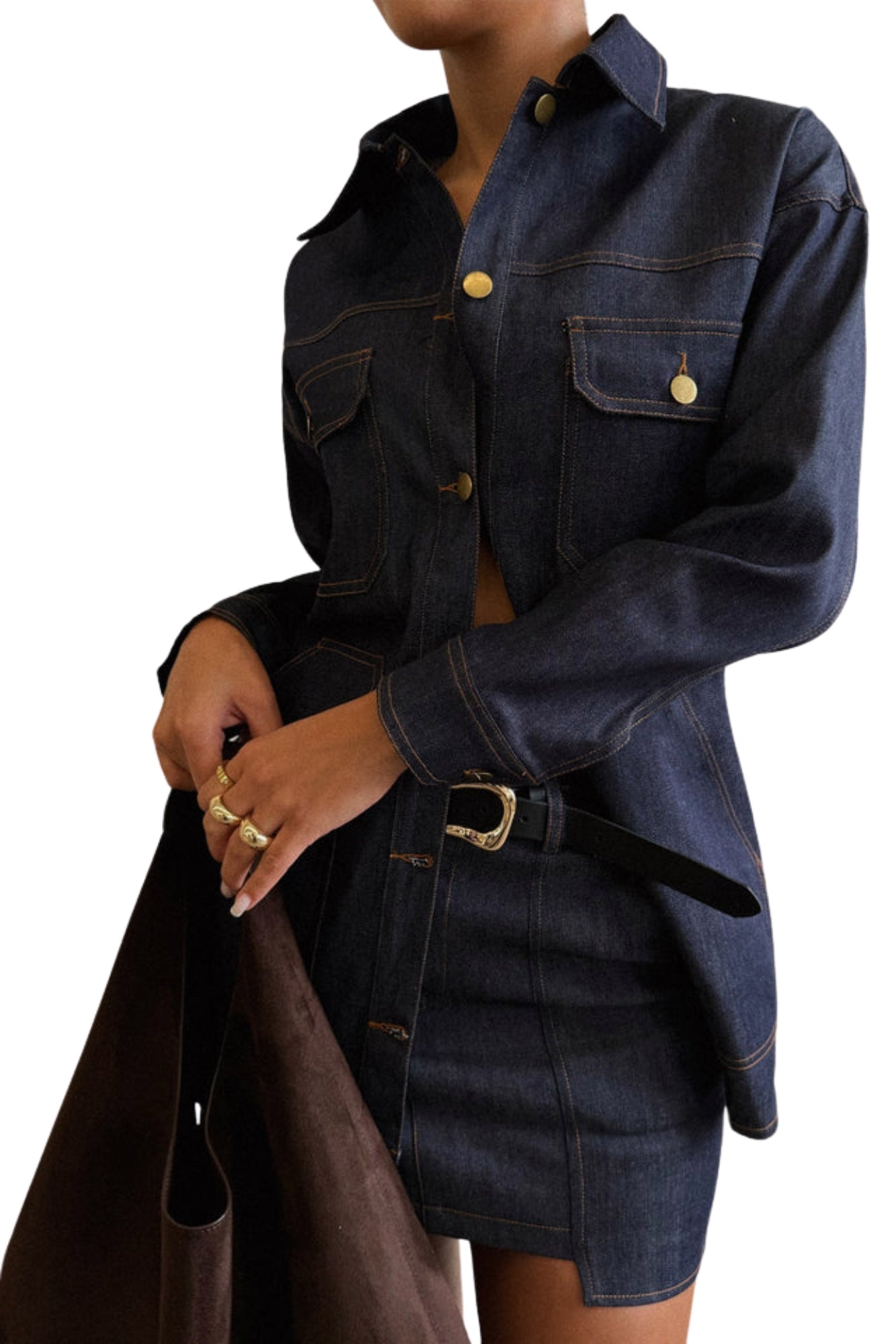 DENIM SHIRT & SKIRT SET