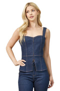 STRETCH DENIM CORSET STYLE TOP