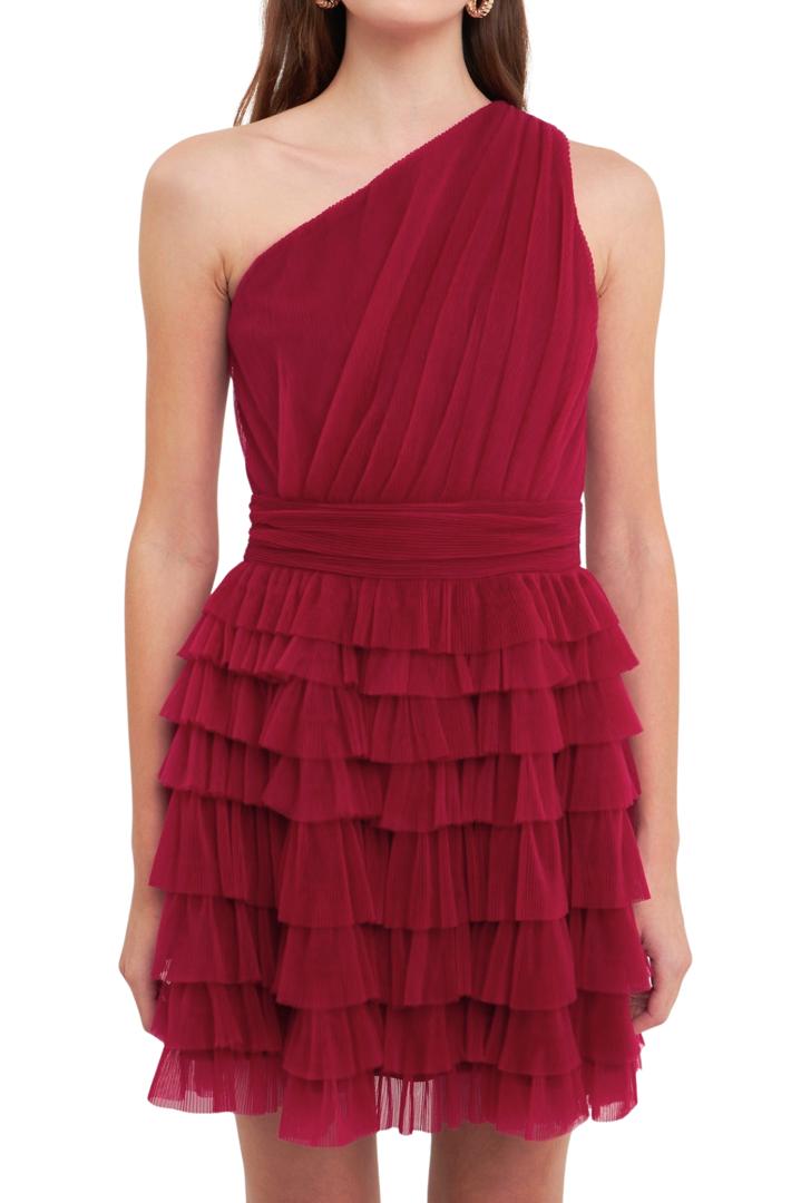 TIERED TULLE MINI DRESS