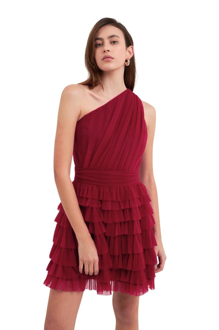 TIERED TULLE MINI DRESS