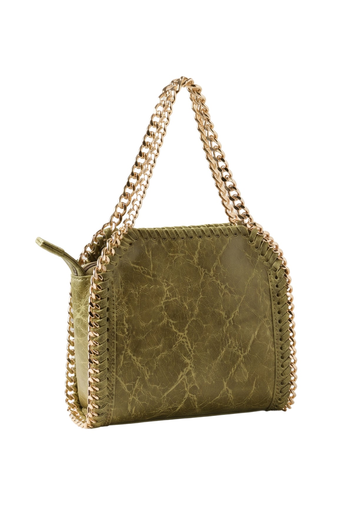 METALLIC TRIM HANDBAG - GREEN
