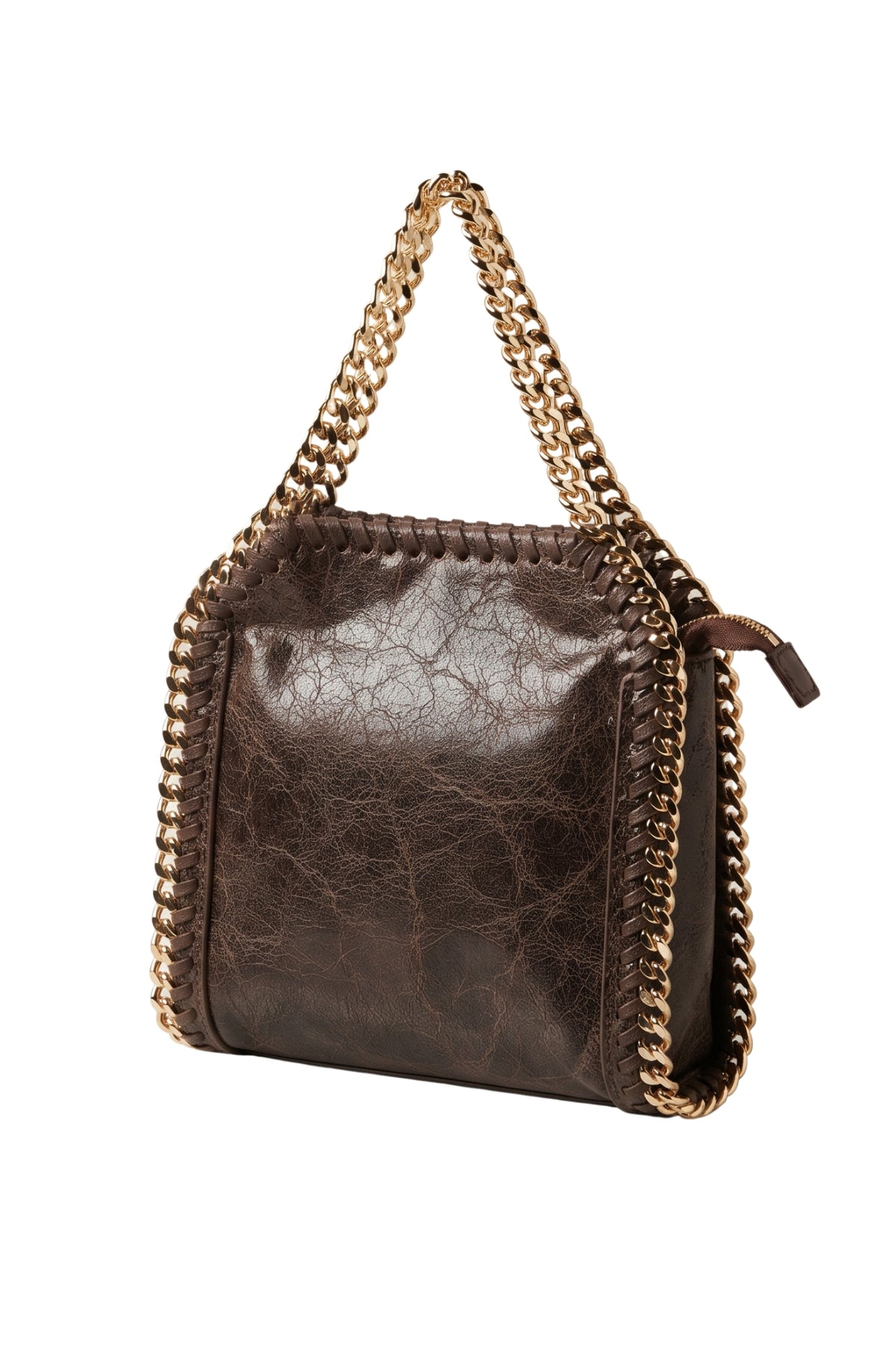 METALLIC TRIM HANDBAG - BROWN