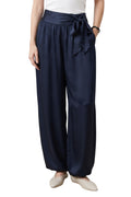 SATIN HAREM PANTS - NAVY