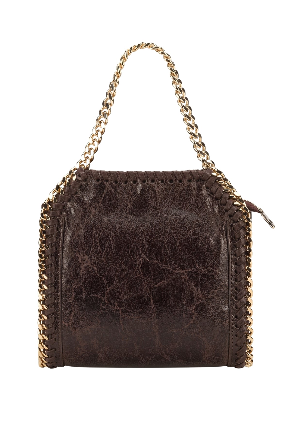 METALLIC TRIM HANDBAG - BROWN